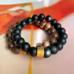 Bead Bracelet With Gold Wrap Charm
