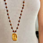 Sandalwood Long Necklace Big Buddha Charm Gold - MAS Designs