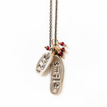 Custom Word Long Charm Necklace Silver