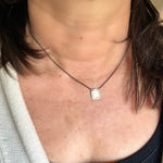 One of a Kind Square Charm Necklace Silver