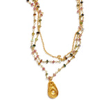 Triple Layer Tourmaline Necklace Gold