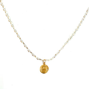 Crown Charm Necklace Gold