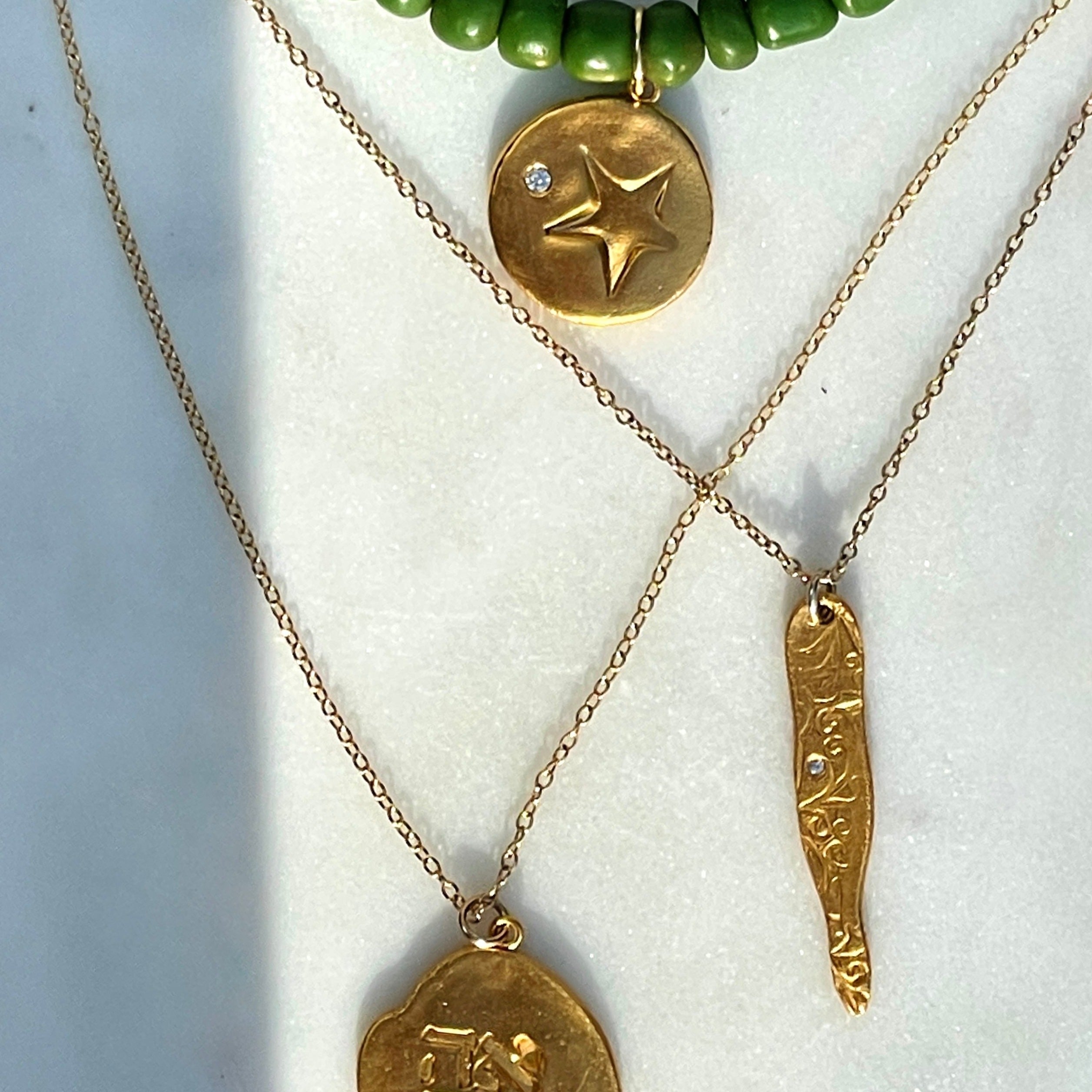 One of a Kind Long Charm Necklace Gold 20104