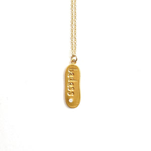 Custom Word Long Charm Necklace Gold