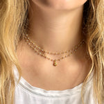 Peacock Pearl Chain Double Layer Necklace Little Lights Charm Gold