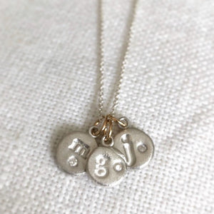 Custom Initial Letter Charm Necklace Silver