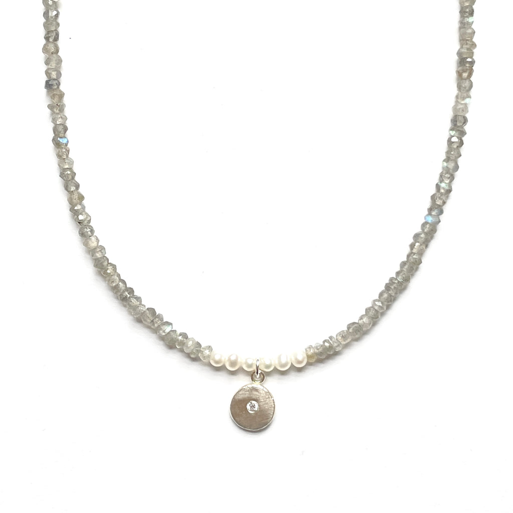 One of a Kind Labradorite with Pearls Little Lights Charm Necklace 20096