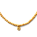 Light Brown Bead Necklace Sparks of Joy Charm Gold