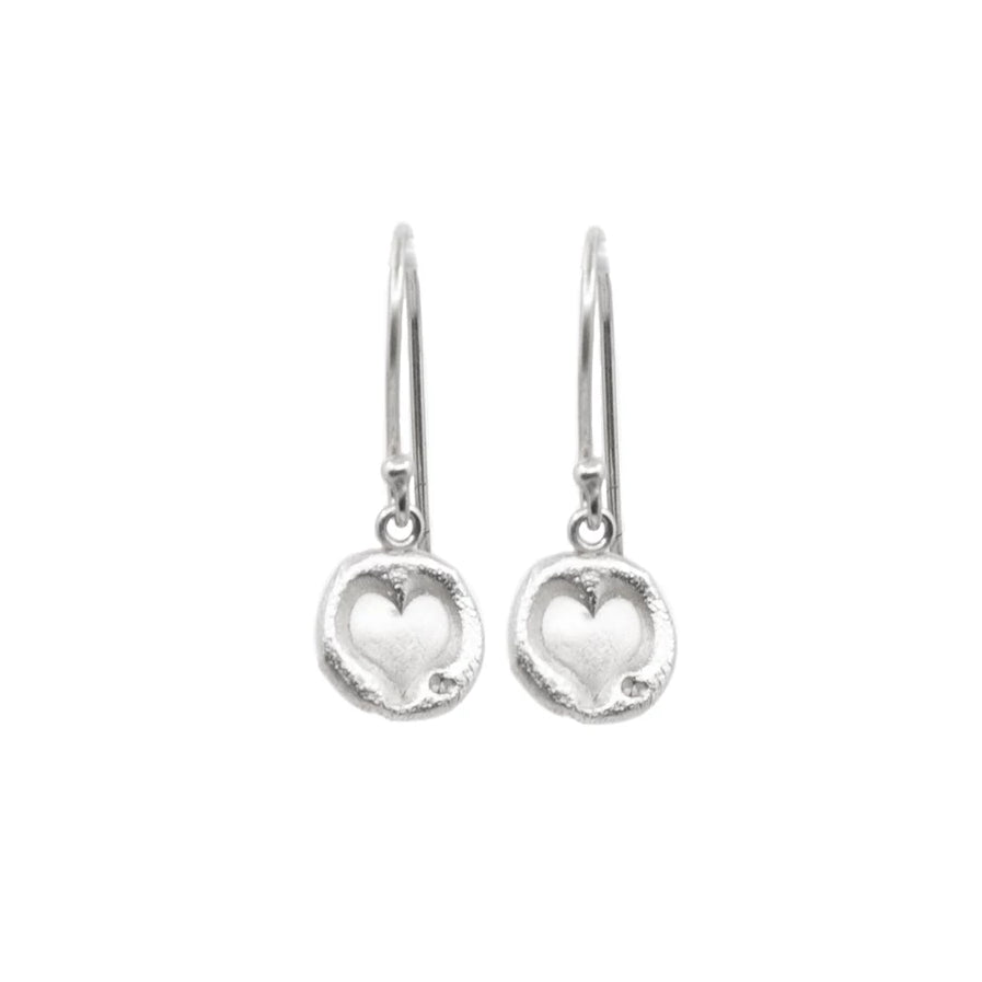 Heart Hanging Earrings Silver - MAS Designs