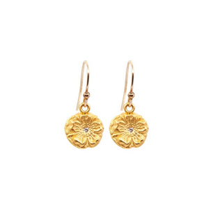 Pretty Flower Hanging Earrings Gold - MAS Designs
