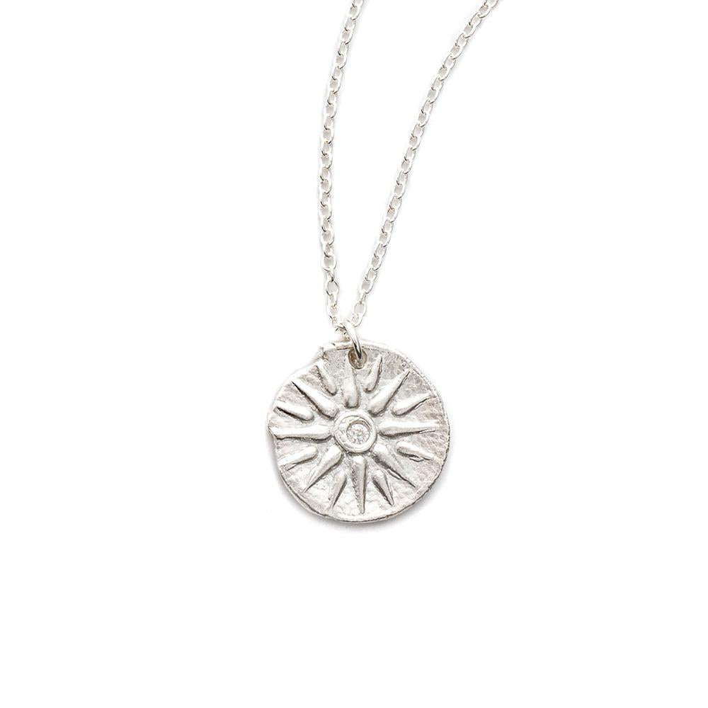 Radiant Sun Charm Necklace Silver - MAS Designs