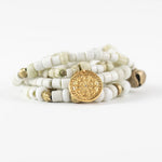 White Beaded Wrap Bracelet Gold - MAS Designs