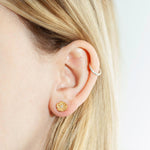 Zinnia Flower Diamond Stud Earrings Gold - MAS Designs