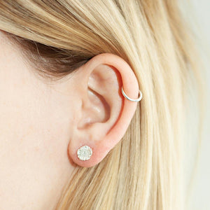 Zinnia Flower Diamond Stud Earrings Silver - MAS Designs