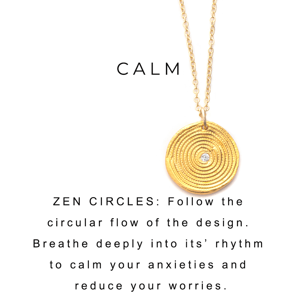 Zen Circles Charm Necklace Gold