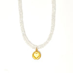 Moonstone Beaded Necklace with Gold Charm