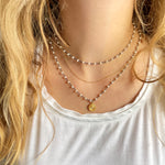 Pearl Chain Triple Layer Necklace Zen Circles Charm Gold