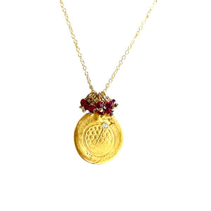 Pomegranate Pendant Necklace Gold