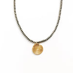 Pyrite Beaded Necklace Zen Charm Gold MAS Designs Jewelry