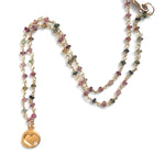 Heart Charm on Rainbow Tourmaline Chain Necklace Gold
