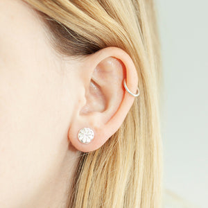 Flower of Life Diamond Stud Earrings Silver - MAS Designs