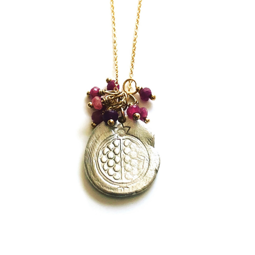 Pomegranate Pendant Necklace Silver