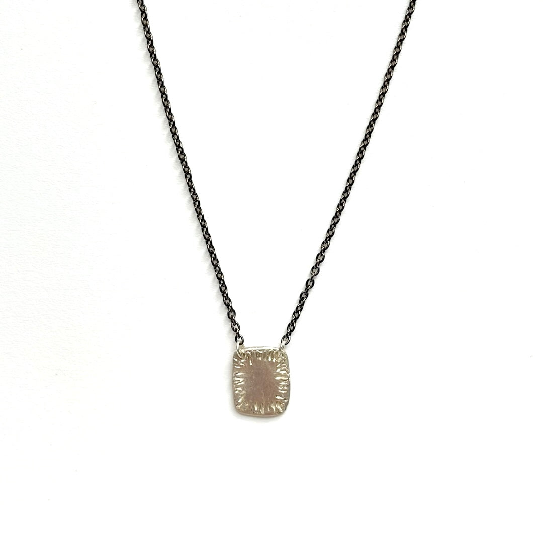 One of a Kind Square Charm Necklace Silver