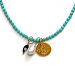 One of a Kind Turquoise Bead Necklace with Charms