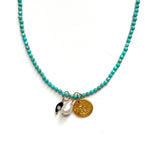 One of a Kind Turquoise Bead Necklace with Charms
