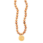 Blonde Wood Long Beaded Necklace Charm Gold - MAS Designs