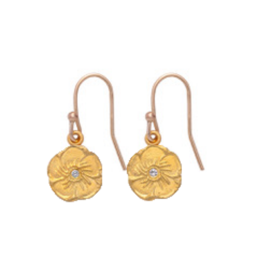Magnolia Hanging Earrings Gold - MAS Designs